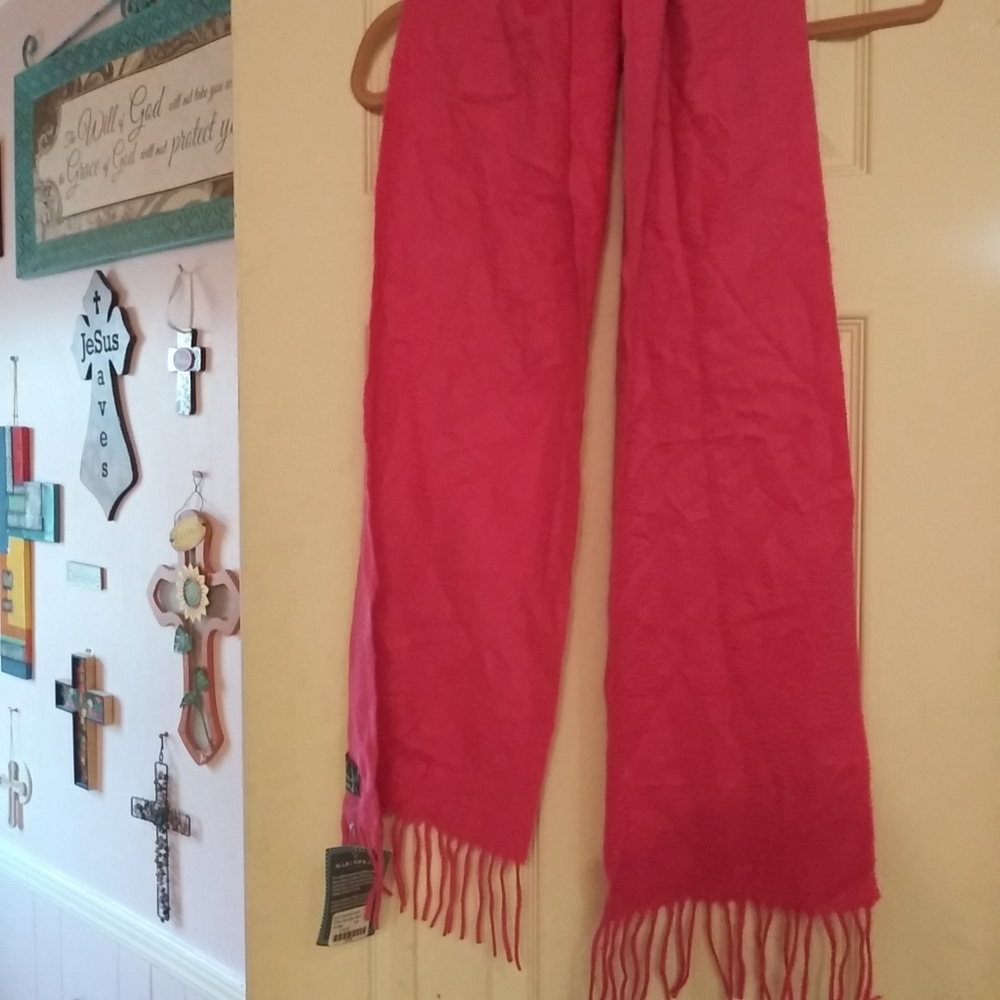 MARCHBRAE Edinburgh 100% Cashmere Pink Scarf 9"×64" Shawl Wrap fuchsia Nwt